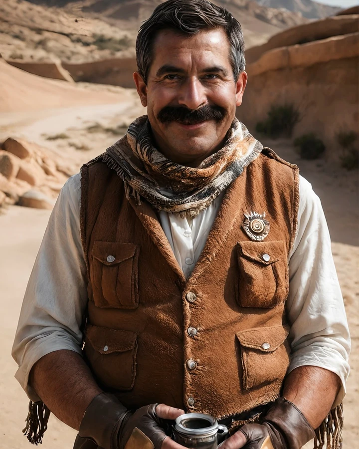 SFW portrait of adult Joi AI character Rodrigo Aguinaga, age 58